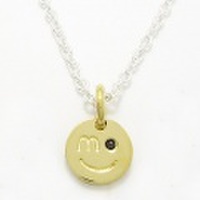 【NEXTLABEL】スマイルチャームペンダント/BKCZ・GD≪真鍮チェーン付≫