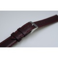 【カーフバンド】ステンレスバックル （16mm/バーガンディ×赤ステッチ）