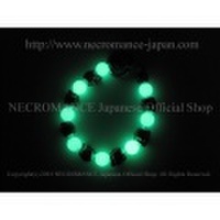 【ネクロマンス NECROMANCE】 ルミナスストーンブラスローズスカルブレスレット Luminous Stone Brass Rose Skull Bracelet 薔薇 骸骨 夜光石 Glow 蓄光