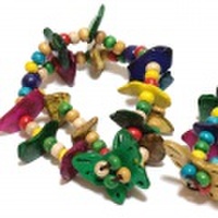 【メール便OK】ココナッツ＆ウッドビーズブレスレット（バタフライ）