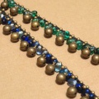 【メール便OK】ベルビーズアンクレット（グリーン/ブルー）