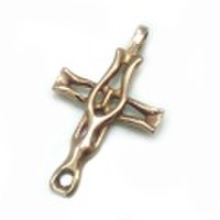 【送料無料】 純チタンペンダントトップ　透かし十字架・ピンクゴールド T08P