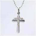 【送料無料】K10ホワイトゴールドクロスダイヤモンドネックレス