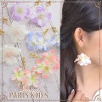 イヤリング 造花 チェーン フラワー 花 揺れる フープ スウィング パール パステル ゴールド ymgir