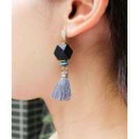 ウッドパーツタッセルピアス/4カラー