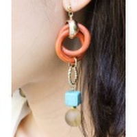 ウッドリング×パーツピアス・イヤリング/各5カラー