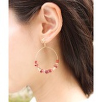 エスニックビーズフープピアス/6カラー