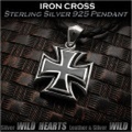 クリックポストのみ送料無料！ペンダントトップ　アイアンクロス　鉄十字　シルバー925 Iron Cross Sterling Silver 925 Pendant WILD HEARTS Leather&Silver (ID pt3409)