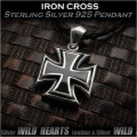 クリックポストのみ送料無料！ペンダントトップ　アイアンクロス　鉄十字　シルバー925 Iron Cross Sterling Silver 925 Pendant WILD HEARTS Leather&Silver (ID pt3409)