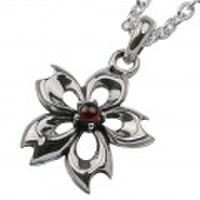 サクラ ポイント ガーネット ペンダント ≪3mmアズキチェーン割引セット≫ メンズ ネックレス 桜 [シルバーペンダント] 送料無料