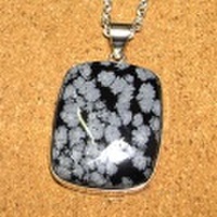 シルバー925 スノーフレークオブシディアン ハンドメイドペンダントトップ ST-280