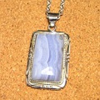 シルバー925 ブルーレースアゲート ハンドメイドペンダントトップ ST-298