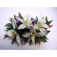 ハワイアン　フラのレッスンやステージに！　ボリュームたっぷりヘアクリップ　ゴージャスホワイト オーキッド