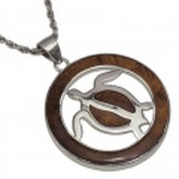 ハワイアンジュエリー / コアウッドサークルホヌトップ　ロジウムコーティング