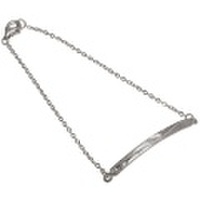 ハワイアンジュエリー / スクロール横長プレートブレスレット　ロジウムコーティング