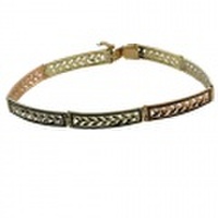 ハワイアンジュエリー 14kゴールド 透かしマイレリーフエナメルトライゴールドブレスレット