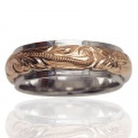 ハワイアンジュエリー 6mm2トーンリング ピンクゴールドコーティング