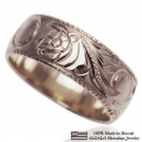 ハワイアンジュエリー オーダーメイド 1.5mm厚 幅8mm 14金ホワイトゴールド バレルリング