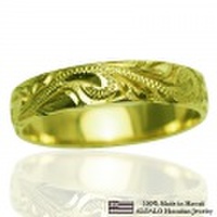 ハワイアンジュエリー オーダーメイド お手軽な1.25mm厚 幅4mm 14金グリーンゴールド バレルリング