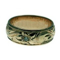 ハワイアンジュエリー オーダーメイド お手軽な1.25mm厚 幅6mm 14金ホワイトゴールド ダイヤ入り バレルリング