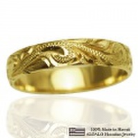 ハワイアンジュエリー オーダーメイド しっかりした1.75mm厚 幅4mm 14金 イエローゴールド バレルリング