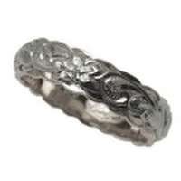 ハワイアンジュエリー オーダーメイド 最適な2mm厚 幅6mm 14金 ２トーンリング ダブルホワイトゴールド