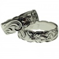 ハワイアンジュエリー ハワイアンスクロール カットアウトエッジ シルバー ペアリング(6mm幅)