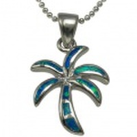 ハワイアンジュエリー ブルーオパールミニパームツリートップ ロジウムコーティング