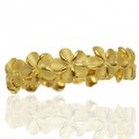 ハワイアンジュエリー　イエローゴールドコーティング　4ｍｍ　オールプルメリアリング