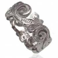 ハワイアンジュエリー　変色防止ロジュームコーティング　透かしのスクロールリング