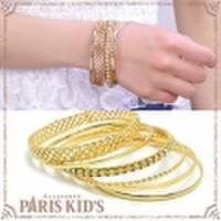 バングル ブレスレット ブレス ６本 セット ラインストーン メタル ゴールド josim