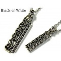 ブラックＣＺ唐草シルバーネックレス/p003