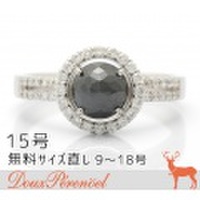 ブラックダイヤ デザインリング 15号 Pt900 BD:1.46 D:0.31 【プラチナ】【ダイヤモンド】【黒】【Diamond】