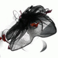 ブランド-Scala Collezione【ウェディング】【パーティ】ヘアアクセサリー◆バタフライ＆フラワーラフィアヘッドドレス◆ブラック