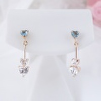 ブルートパーズハートデザインピアス　K14PG 14金ピンクゴールド 彼女 誕生日 ジュエリー アクセサリー ∞ y110127