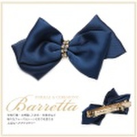 ヘアアクセサリー ヘアバレッタ ネイビー 紺 お受験 ママ 母 レディース 女性用 小物 髪留め リボン NH-0517BA 【あす着対応】【ゆうパケット対応】