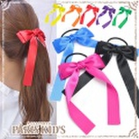 ヘアゴム カラー リボン りぼん ロングリボン ヘアアクセサリー ヘアアクセ 赤 レッド 青 ブルー 黒 ブラック 黄色 イエロー 緑 グリーン 紫 パープル オレンジ ピンク 推しカラー 推し色 グッズ hrtrd colpo