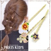 ヘアピン フラワー お花 モチーフ ３本セット てんとう虫 ヘアアクセサリー ヘアアクセ ymgir