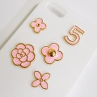 メタルデコパーツ ピンク5個セット　手作りアクセサリー　パロディ カメリア iPhone スマホケース【メール便OK】