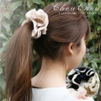 ラメストライプ織ジョーゼットのシュシュ【ネコポス対応OK※代引き不可】 〜大人っぽさアップグレードヘアアイテム♪