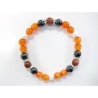 縁起物シリーズ　御守石×磁気ヘマタイトブレスレット【和】茶金石　0105