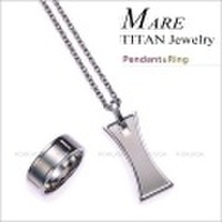 金属アレルギー対応のチタンジュエリー/チタンアクセサリー　男女兼用のユニセックスタイプペンダント＆リング セット　MARE/マーレ　プラチナイオンコーティング チタンペンダント＆リング セット ［送料無料］［ラッピング無料］［お取り寄せ商品］
