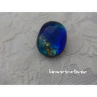 紺系ガラスと練り金の小さめブローチ