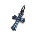 純チタンペンダントトップ　十字架：小・純チタンブルー T10BL