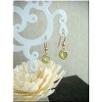 天然石の一粒フックピアス(14KGF)ペリドット