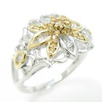K18WG／K18YG フラワー ダイヤモンドリング