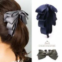 バナナクリップ　サテン　エレガント　リボン　バナナクリップ　　４連リボン　上品　ヘアアクセサリー　デイリー　ヘアアクセサリー　ヘアクリップ　結婚式　プレゼント　シンプル　大人可愛い　バナナクリップ　ヘアクリップ　ヘアアクセ　オフィス