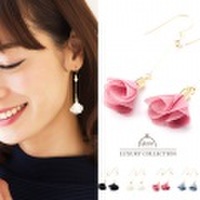 ピアス　シフォン　フラワー　モチーフ　イヤリング　大人可愛い　フック　シンプル　ゴールド　デイリー　レディース　ジュエリー　アクセサリー　大人可愛い　デイリー　ニッケルフリー　イヤリング　プレゼント　ピンク