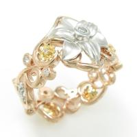 K18PG／PT／K18YG フラワー ダイヤモンドリング