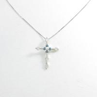 K18WG クロス ダイヤモンドネックレス